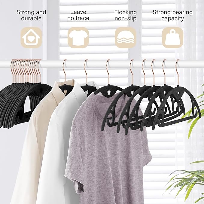 IEOKE Velvet Hangers 30 Pack: Felt Clothes Hangers Heavy Duty Shirt Sweater - Image 3