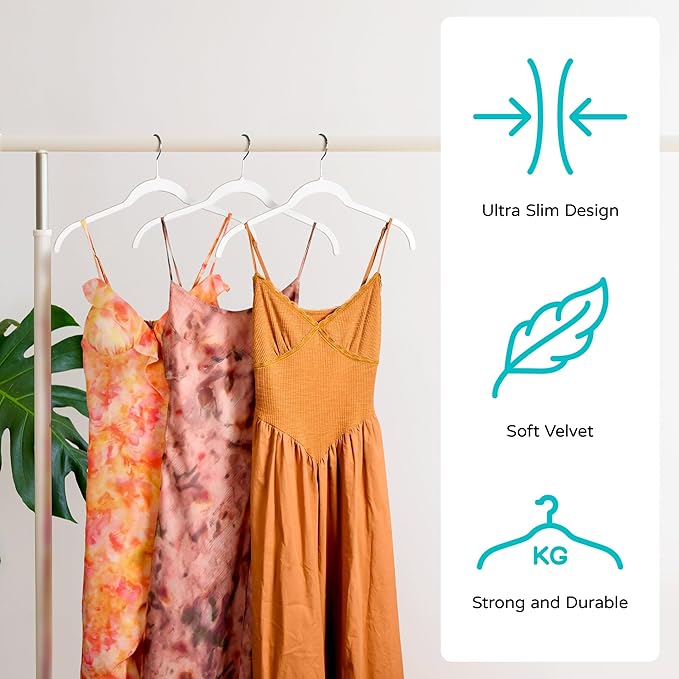 Premium Velvet Shirt Hangers 50 Pack, Non-Slip 360° Swivel Hook Slim Felt Hanger - Image 3