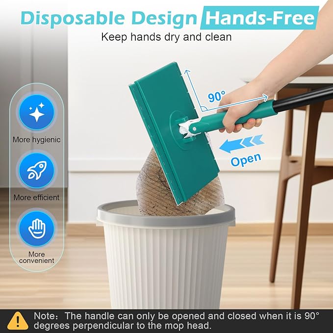 Sweeper Mop for Floor Cleaning Pet Hair Removal, Disposable Dust Dry Mop - Image 2