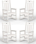 Ciokea Oversized Outdoor Rocking Chairs Set of 4, 380lbs Heavy-Duty Large Patio Rocker, High Back Cozy Porch Chairs, Weather Resistant Patio Rocking Chairs for Outside, Fire Pit, Deck, White by CIOKEA