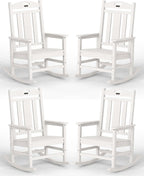 Ciokea Oversized Outdoor Rocking Chairs Set of 4, 380lbs Heavy-Duty Large Patio Rocker, High Back Cozy Porch Chairs, Weather Resistant Patio Rocking Chairs for Outside, Fire Pit, Deck, White by CIOKEA
