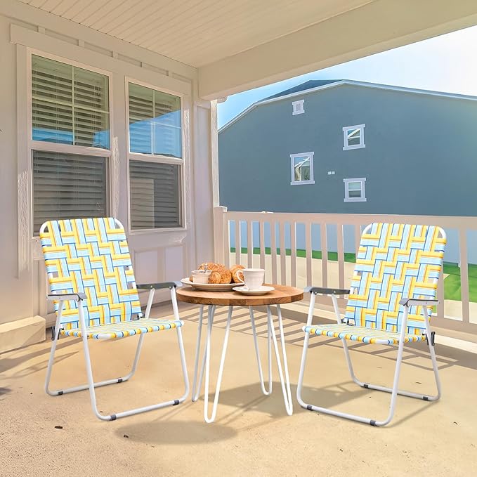 VINGLI Patio Lawn Webbed Folding Chairs Outdoor Beach Portable Camping Chair for Yard, Garden (2, Yellow, Oversized) - Image 6