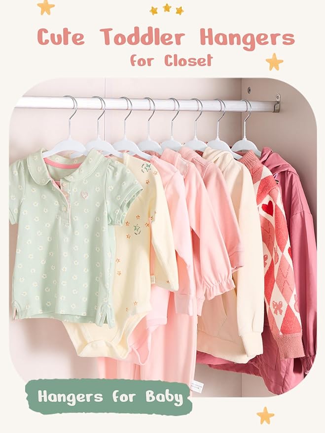 HOUSE DAY 11 Inch Velvet Baby Hangers 50 Pack White, Premium Kids Hangers - Image 2