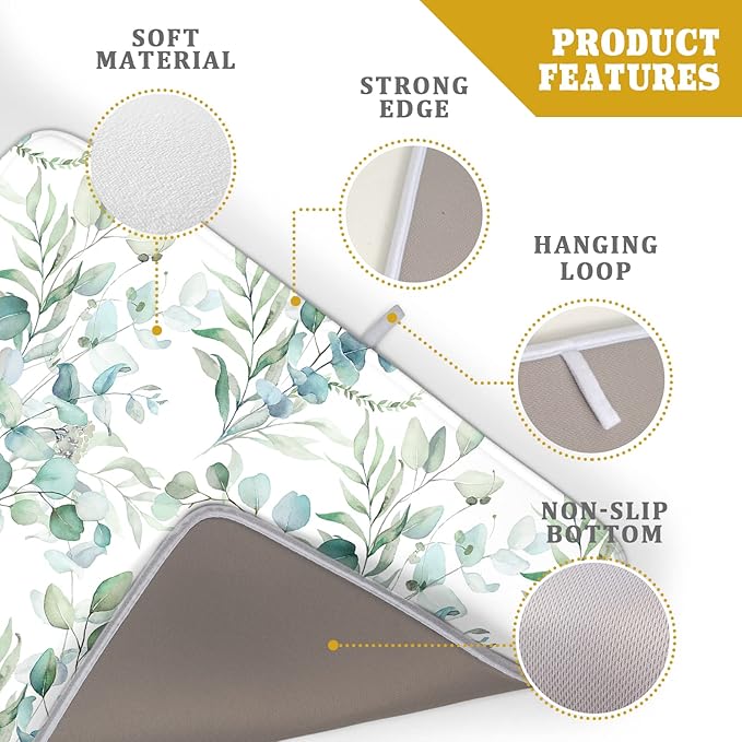 Kawani Watercolor Sage Leaves Dish Drying Mats - Image 4
