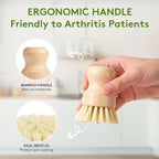 4 Pack Bamboo Dish Brush, Dish Scrubber Brush - Image 4