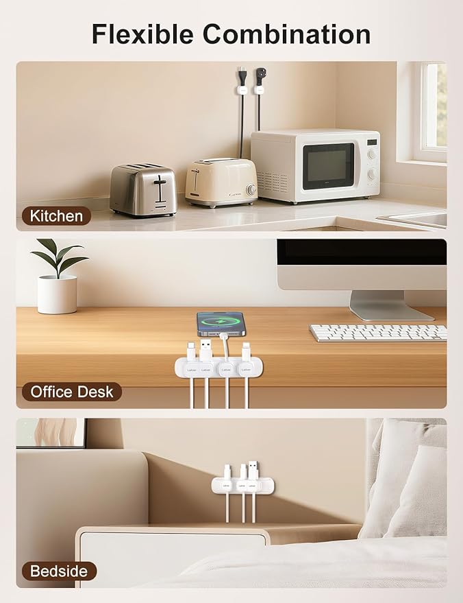 6 Pack Magnetic Cable Clips, Laitver Cord Organizer Holder Strong Adhesive Desk - Image 5