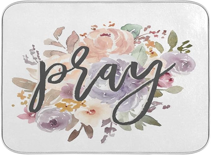 ALAZA Pray Religious Christian Rose Flower Dish Drying Mat by ALAZA
