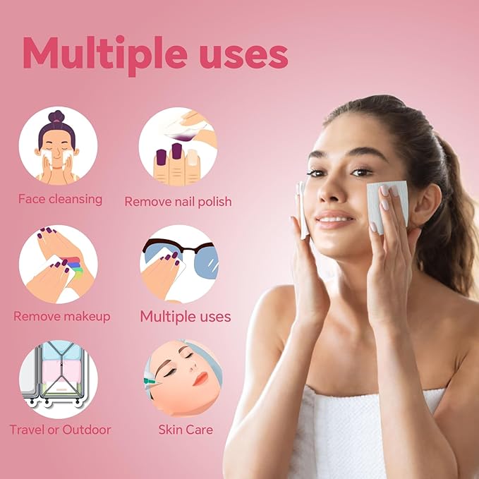 Square Makeup Cotton Pads, 100 Thick and 400 Ultra-Thin, Lint-Free Pads - Image 6