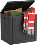 EasyUp 33 Gallon Resin Deck Box Waterproof, UV Resistant Outdoor Storage Box for Delivery, Porch, Patio and Garden, Stripe Black by EASYUP