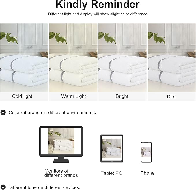 PiccoCasa Set of 2, 750 GSM Luxury White Hand Towels - Image 8