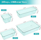 28 PCS Clear Plastic Drawer Organizers Set, 4 Size Desk Drawer Organizer Trays - Image 2