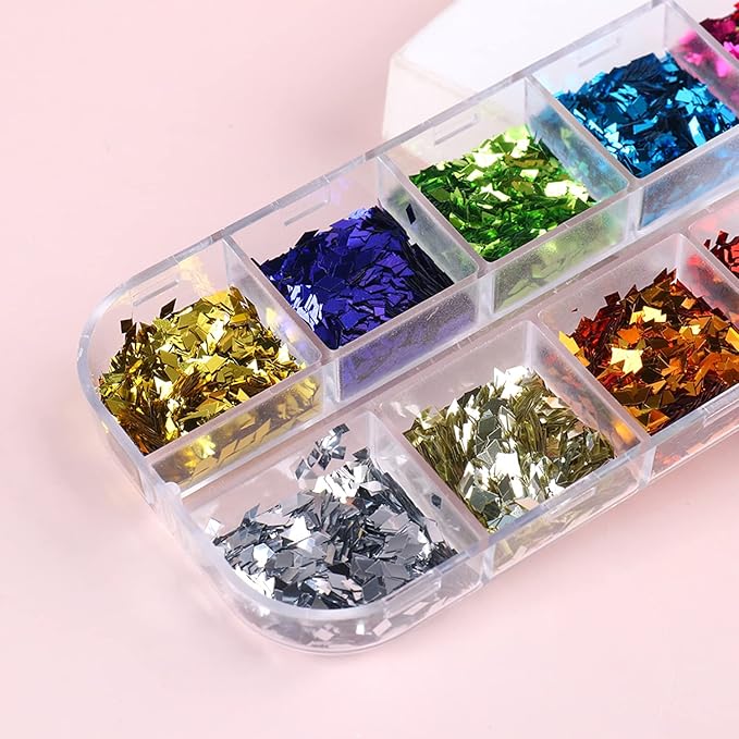 3D Sparkly Glitter Sequins, Holographic Rhombus Shape Glitters Nail Flakes - Image 2