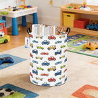 Round Foldable Kids' Racing Cars Laundry Hamper Boys Gift Basket Vehicles - Image 4