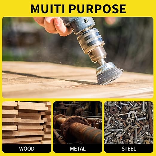 4 Pcs Wire Cup Brush Set for Drill, 1/4 Inch Hex Shank, 0.010 Inch Coarse - Image 6