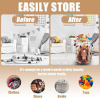 Watercolor Horse Laundry Basket, Foldable Waterproof Animals Floral Laundry - Image 3