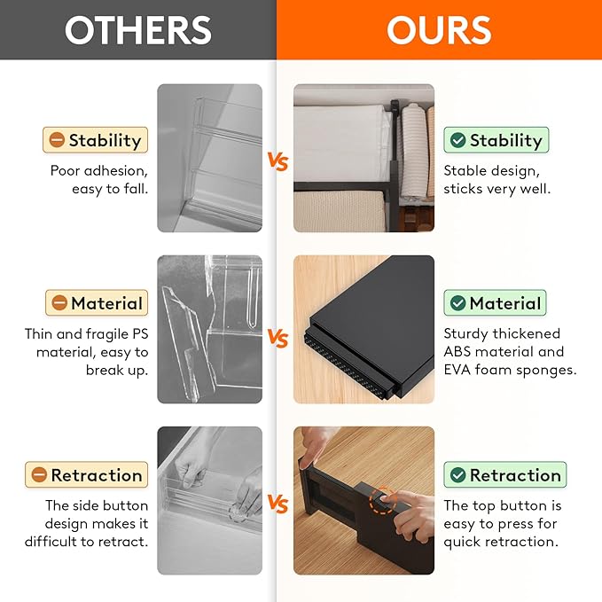 Lifewit 9 Pack Drawer Dividers 4" High 28-43.5cm/11-17" Adjustable Drawer - Image 4