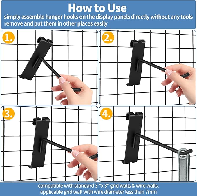 20Pcs Gridwall Hooks, Metal Grid Panel Hanging Peg Hooks, Grid Wall Accessory - Image 6