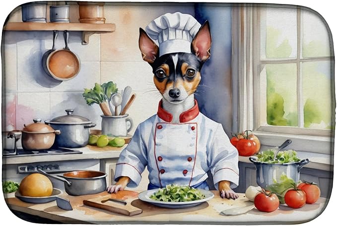 Caroline's Treasures DAC6313DDM Rat Terrier The Chef Dish Drying Mat Absorbent by CarolinesTreasures