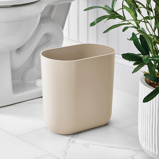 iDesign Small Slim Plastic Bathroom Trash Can, Garbage Can - Image 3