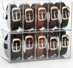 Belt Organizer - 2 Pack Clear Stackable Belt holder by Rusnugic