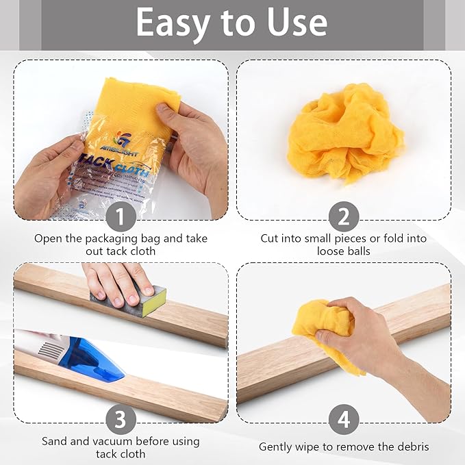 12 Pack Tack Cloths, Tack Rags for Woodworking, 17.7 x 35.4 in Tac Cloth Dust - Image 5