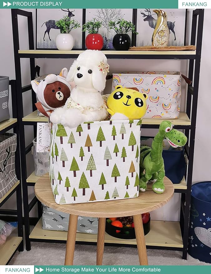 FANKANG Square Nursery Hamper Storage Bins Canvas Laundry Basket Foldable - Image 3