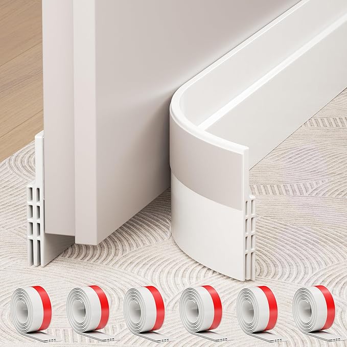 Hojoy 6 Pack Under Door Draft Stopper, Adjustable Door Sweep Anti-Collision by HOJOY