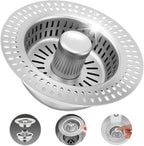 3 in 1 Kitchen Sink Drain Strainer, Upgraded Pop Up Kitchen Sink Stopper by Tzona