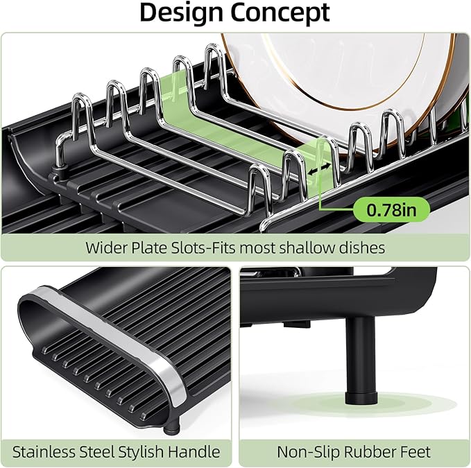 Small Dish Drying Rack, Mini Expandable Compact Dish Rack, Slim Extendable - Image 3