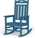 Oversized Rocking Chair Outdoor, High Back Porch Rocker Chair, HDPE All Weather Resistant Rocking Chairs for Patio, 380lbs Weight Capacity, Navy Blue by Suunyn