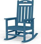Oversized Rocking Chair Outdoor, High Back Porch Rocker Chair, HDPE All Weather Resistant Rocking Chairs for Patio, 380lbs Weight Capacity, Navy Blue by Suunyn