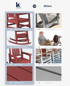 KINGYES Outdoor Rocking Chair, Weather Resistant Patio Rocking Chairs High Back Porch Rocker for Adult, Dark Red - Image 7