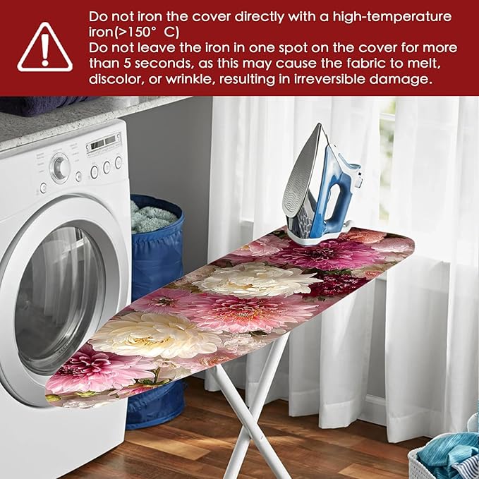 Nuxovilar Soft Pink & White Floral Pattern Ironing Board Cover, 15×54 inch - Image 6