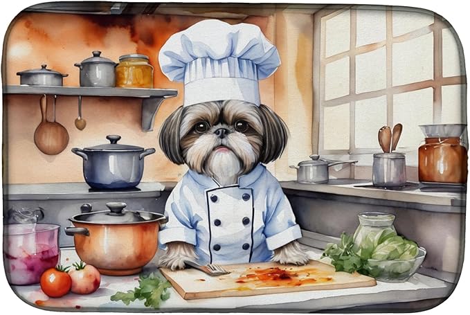 Caroline's Treasures DAC6327DDM Shih Tzu The Chef Dish Drying Mat Absorbent by CarolinesTreasures