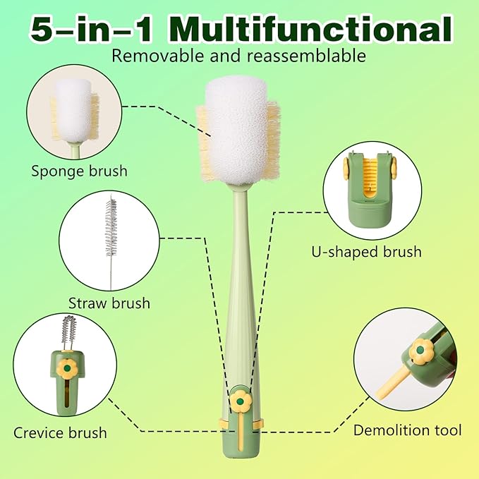 5 in 1 Bottle Cleaning Brush Set, 2026 New Multifunctional Lid Brush Cleaning - Image 2