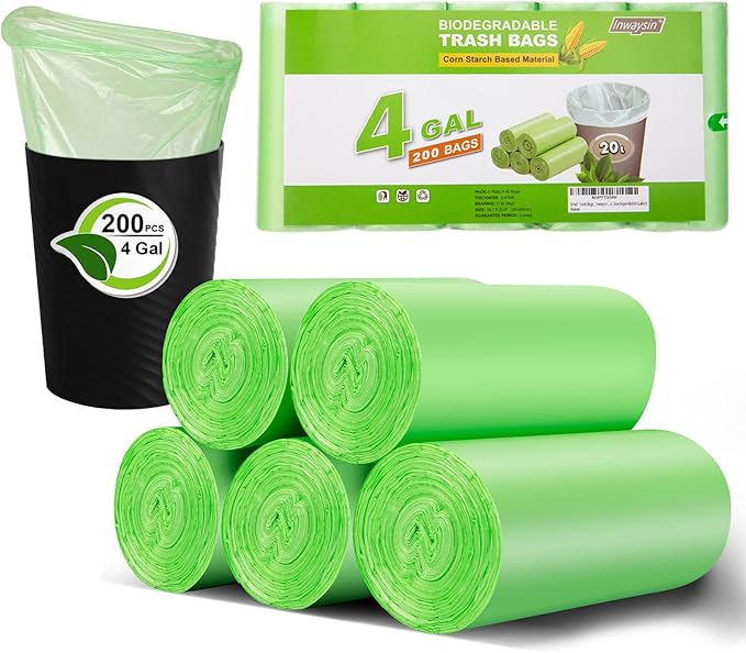 Small Trash Bags 4-6 Gallon, Inwaysin 200 Count Biodegradable Trash Bags 4 by Inwaysin