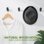 Wood Wall Hooks, 4 Pack Coat Hooks Wall Mounted, Rustic Wooden Heavy Duty Robe - Image 3