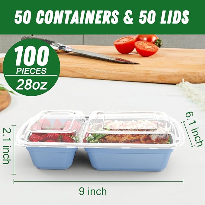 50 Pack 28 oz Meal Prep Containers Reusable - Image 2