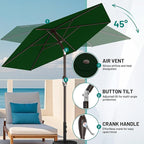 AreShark 7.5FT Patio Umbrella Table Market Umbrella with 6 Sturdy Ribs, Button Tilt/Crank, Heavy-Duty Outdoor Umbrellas for Pool, Deck, Garden and Backyard, Dark Green - Image 7