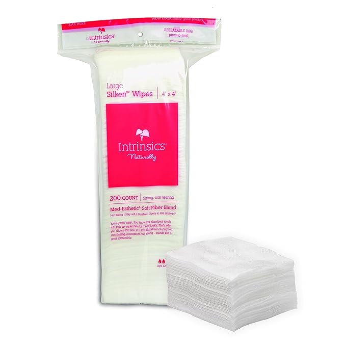 Intrinsics Large Silken 4x4 Esthetic Wipes | 4-Ply Premium Lint-Free Facial by Intrinsics%C2%AE