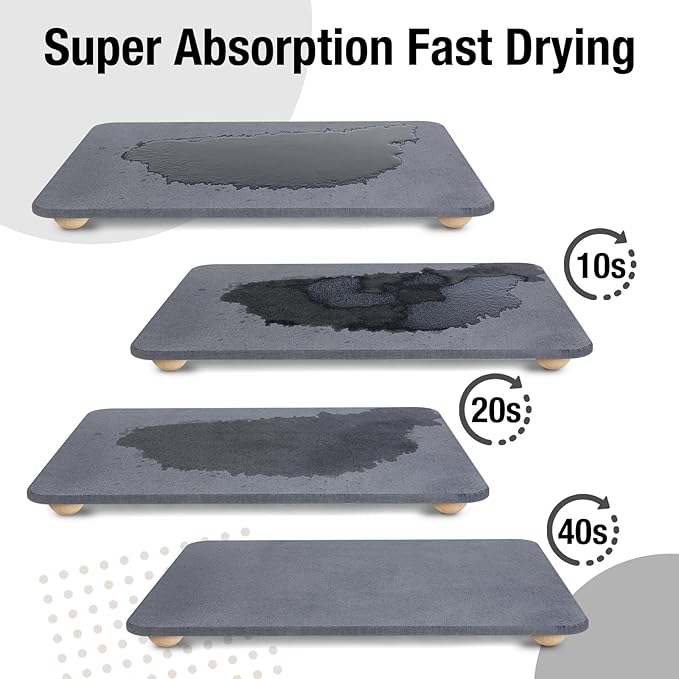 Stone Dish Drying Mat for Kitchen Counter, Heat Resistant - Image 2