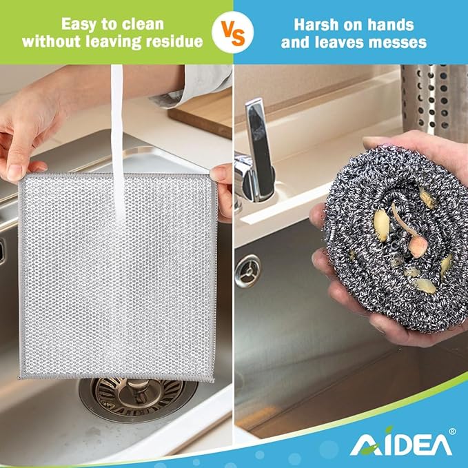 AIDEA Non Scratch Wire Dishcloth 24PK, Wire Dishwashing Rag - Image 6