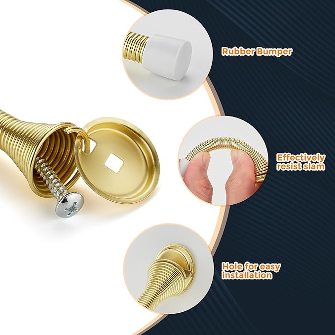 Ravinte Door Stoppers, 48 Pack Gold Spring Door Stops - Image 4