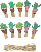 Bitray Mini Wooden Clothespins Cute Cactus Wooden Clips Multi-Function Photo - Image 3