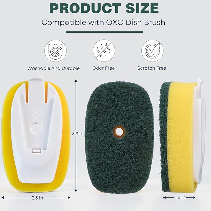 Sponge Brush Refills for OXO Dish Brush, 8 Pack Soap Dispensing Dish Refills - Image 6