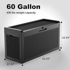 DRATO 60 Gallon Deck Box, Waterproof Resin Large Outdoor Storgae Box for Patio Furniture, Patio Cushions, Gardening Tools, Pool Supplies, Lockable（Black，60 Gallon） - Image 2