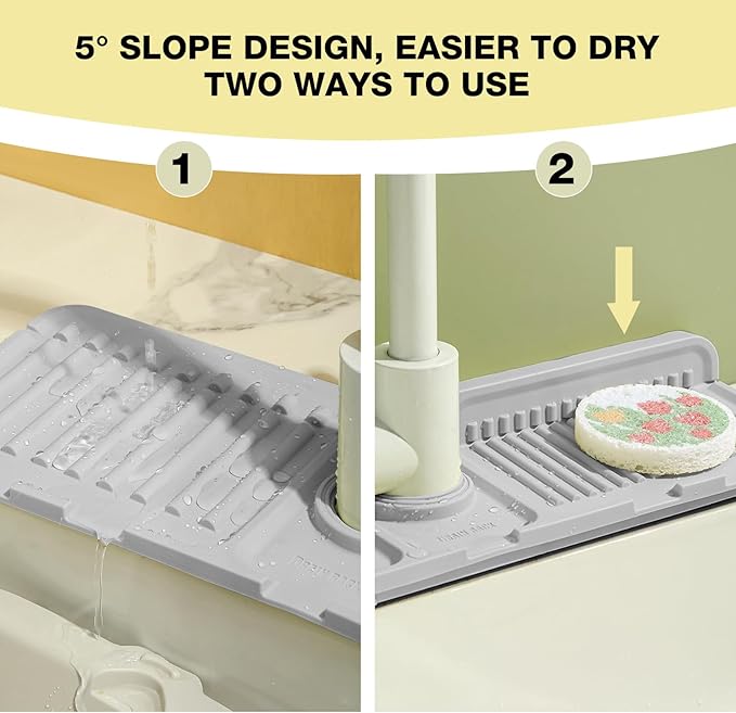 Faucet Mat for Kitchen Sink – Adjustable Silicone Sink Splash Guard - Image 2