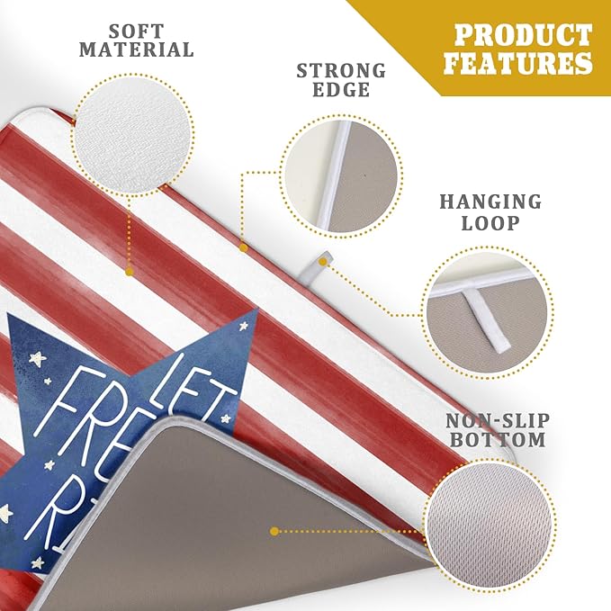 4th of July Dish Drying Mat for Kitchen Counter Patriotic Absorbent Reversible - Image 4