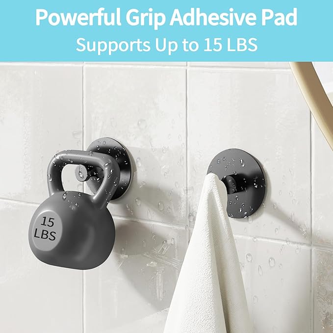 Adhesive Hooks for Walls No Damage 4 PCS, Heavy Duty Aluminum Strong Adhesive - Image 3
