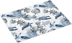 Navy Blue White Sea Turtle & Coral Dish Drying Mats - Image 2